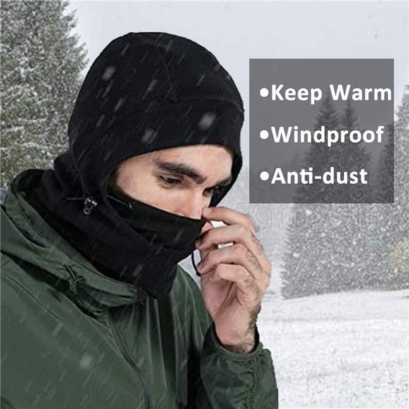 Ski Mask 2 Pcs - Windproof Warmer Fleece Adjustable Winter Mask for Men Women - Picture 5 of 8
